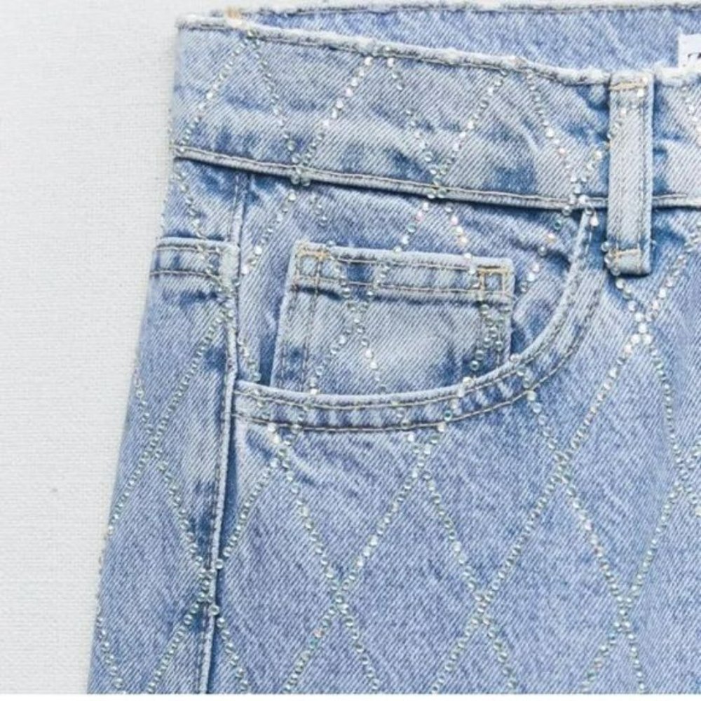 ZARA TRF RHINESTONE JEANS - Picture 4 of 7
